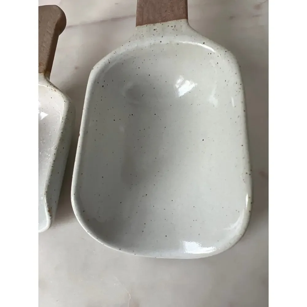 Ceramic Kitchen Scoop Set Large and Small Dishwasher Safe Farmhouse Decor